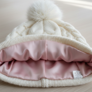 Off-White Merino Wool and Organic Cotton beanie lined with Silk
